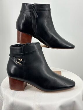 Talbots Black Leather Ankle Boots, Size 7.5